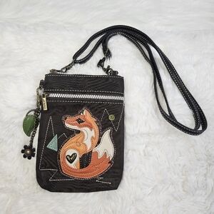Chala Womens Brown Leather Cell Phone Crossbody Fox